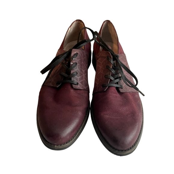 Miz Mooz Womens Oxfords EU 41 / US 9.5 Trudy Eggplant Maroon Leather Office Work - Picture 3 of 15